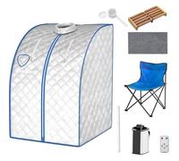 COSTWAY 1000W Cabine de Sauna Portable à Vapeur Capacité 3L avec Fonction d'atomisation, Télécommande, Synchronisation, Argent