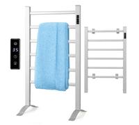 COSTWAY 100W Radiateur Sèche-serviettes Électrique 30-60°C, avec Minuterie Affichage LED Protection Surchauffe, Autoportant ou Mural