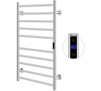 COSTWAY 120W Radiateur Sèche-serviettes Électrique 30-60°C en Acier Inoxydable, avec Minuterie Affichage LED, Protection Surchauffe