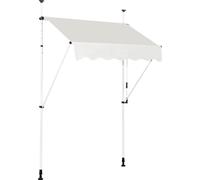 COSTWAY 150cm de large Marquise à pince Marquise de balcon avec manivelle Marquise solaire 200-300 cm réglable en hauteur sans percer Beige