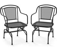 COSTWAY 2 chaises de jardin en métal, chaises de balcon, chaises de terrasse avec léger mouvement de balancement, dossier et assise en filet, chaises à bascule jusqu'à 150 kg