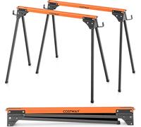 COSTWAY 2 chevalet de sciage pliable, chevalet de travail jusqu'à 500kg, aides au sciage métal, pour le travail du bois