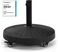 COSTWAY 23kg pied de parasol avec roulettes, Φ52cm pied de parasol de marché rond, pied de parasol de balcon pour armatures 38/48mm pied de parasol