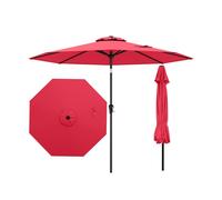 COSTWAY Ø270cm Parasol hexagonal Parasol de jardin Parasol de marché Parasol de terrasse Parasol de plage Parasol à manivelle Vin rouge