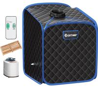 COSTWAY 2L Mini sauna à vapeur, sauna à domicile cabine thermique avec fonction de pulvérisation & minuterie & 9 niveaux de température, sauna assis avec télécommande, chaise, cabine de sauna 85 x 84 