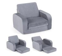 COSTWAY 3-en-1 Canapé-Lit Convertible pour Enfants - Velours Cristal Ultra-Doux & Élastique, Housse Amovible et Lavable en Machine