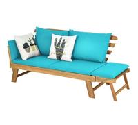 COSTWAY 3 en 1 Canapé Lit de Jardin Convertible FSC en Bois d’Acacia - 2 Places, Charge 320KG, Coussins Dossier Amovibles - Vert