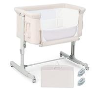 COSTWAY 3 en 1 Lit Cododo Bébé avec Matelas & 5 Hauteur Réglable, Lit Bébé Evolutif avec Inclinaison & 2 Sangles, Roues avec Frein, Sac de Transport, Charge 9kg pour 0-5 Mois, 86x63x81cm