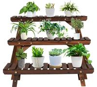 COSTWAY 3 pcs. Porte-fleurs Étagère à plantes Escalier à fleurs Jardin Étagère à fleurs indépendante en bois