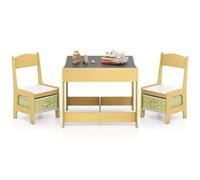 COSTWAY 3 PIÈCES. Ensemble de sièges pour enfants, table d'enfant avec 2 chaises en bois, table de peinture, table d'activité, table de table, meubles pour enfants de 3 à 7 ans