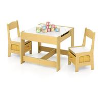 COSTWAY 3 PIÈCES. Groupe de sièges pour enfants, table d'enfant avec 2 chaises, table de peinture, table d'activité, table de table, meubles pour enfants en bas âge de 3 à 7 ans, Jaune