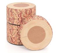COSTWAY 3 Tabourets Ronds Enfant en Forme de Souche d'arbre, Table Enfant et Chaise en Cuir Artificiel avec Imprimé Bois Nature et Hauteurs Variées, Housse Lavable pour Salon Crèche Chambre (Brun)