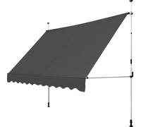 COSTWAY 300cm de large Marquise à pince Marquise de balcon avec manivelle Marquise solaire 200-300 cm réglable en hauteur sans percer Gris