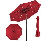 COSTWAY 300cm Parasol avec éclairage solaire LED Parapluie de jardin Parapluie à manivelle Parapluie de marché Vin rouge