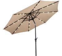 COSTWAY 300cm Parasol avec éclairage solaire LED Parasol de jardin à manivelle Parasol de marché Beige