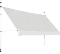 COSTWAY 395cm de large Marquise à pince Marquise de balcon avec manivelle Marquise solaire 200-300 cm réglable en hauteur sans percer Beige