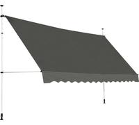 COSTWAY 395cm de large Marquise à pince Marquise de balcon avec manivelle Marquise solaire 200-300 cm réglable en hauteur sans percer Gris