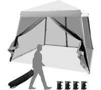 COSTWAY 3x3m Pop Up Pavillon avec moustiquaire et sacs de sable, Pavillon pliable, protection UV 50+, Tente de jardin Tente de fête stable, Pavillon de jardin pour le jardin, sac à roulettes inclus (G