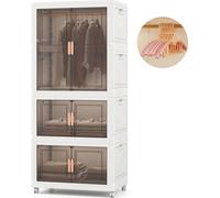 COSTWAY 421 L Armoire à vêtements, armoire à vêtements portable en plastique avec 10 cintres, penderie pliable