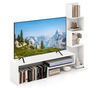 COSTWAY 50"" Meuble TV avec Etagères de Rangement en « L », Compartiments Ouverts, pour Salon, Chambre, Entrée, Blanc