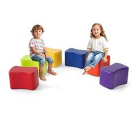 COSTWAY 6 PCS Tabourets Enfants Modulaires avec Housse Amovible en Simili Cuir & Mousse, Tabourets Papillon Colorés avec Fond Antidérapant, pour Chambre d'enfants Salle de rèche