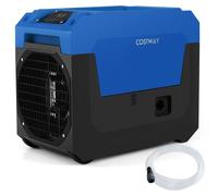 COSTWAY 66 L/jour Déshumidificateur électrique, déshumidificateur industriel avec tuyau d'évacuation et pompe, appareil de séchage pour pièces jusqu'à 167 m² Bleu