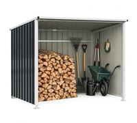 COSTWAY Abri Bois Exterieur en Métal Galvanisé 2,5 m², Design Adossable | Montage à Clips Facile, Accès Libre sans Porte, Abri Vélo, Bois de Chauffage, Poubelle, Abris Buches Exterieur Anti-humidité