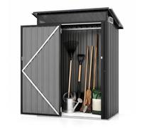 COSTWAY Abri de Jardin en Acier Galvanisé 150x89x185 cm,Gris foncé | Cabanon Extérieur 1,8 m³, Toit Incliné, Évent d’Aération, Porte Verrouillable