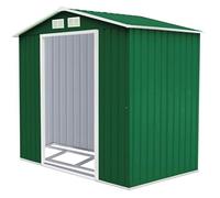 COSTWAY Abri de Jardin en Métal 2,71m² 213x127x185CM avec Porte Coulissante,2 Fenêtres de Ventilation Cabane de Jardin à Outils Vert