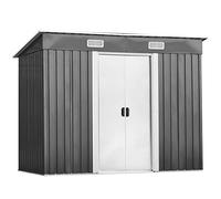 COSTWAY Abri de Jardin en Métal, Abri Jardin Exterieur avec 2 Portes Coulissantes, Cabane Jardin Rangement, 238 x 131 x 181 cm, Gris