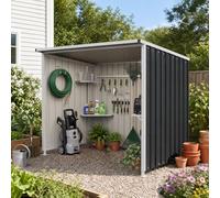 COSTWAY Abri de Jardin en Métal Galvanisé 2,5 m², Design Adossable | Montage à Clips Facile, Accès Libre sans Porte, Abri Vélo, Bois de Chauffage, Poubelle, Rangement Extérieur Anti-humidité
