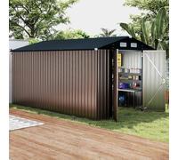 COSTWAY Abri de Jardin Métal 7.8 m², Toit Double Pente, Double Porte Verrouillable avec Clé, 4 Aérations, Cabane de Jardin Exterieur pour Vélo, Poubelle, Outil, Anthracite (7.8 m²)
