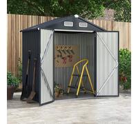 COSTWAY Abri de Jardin Métal Galvanisé 3,4 m³,Double Porte Verrouillable avec abane de Jardin Exterieur, Abri Rangement Exterieur pour Vélo, Poubelle, Outil