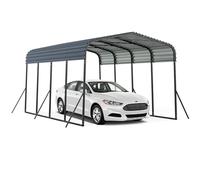 COSTWAY Abri de Voiture Métallique 440 x 300 cm Extérieur, Tente de Garage avec Base Renforcée et 4 Pieds Inclinés Supplémentaires Toit Rigide, pour SUV Bateaux Tracteurs Événements