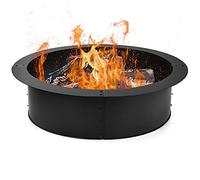 COSTWAY Anneau de Foyer Extérieur Ø 76 cm et Ø 91 cm sans Fumée, Insert de Brasero Rond Hauteur 26 cm en Métal, Cercle de Feu de Camp pour Aménagement Jardin Terrasse Camping, Noir