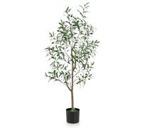 COSTWAY Arbre Artificiel d'olive de 130 cm avec Fruits Réalistes | Fausse Plante Verte en Pot, Décoration Moderne pour Maison, Porche et Bureau
