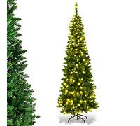 COSTWAY Arbre de Noël avec Lumière LED, Arbre de Noël Artificiel Vert 230cm, Aiguilles en PVC, 1085 Branches, avec Support en Métal, pour Décoration de Fêtes (230cm)