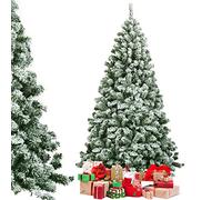 COSTWAY Arbre de Noël Enneigé, Arbre de Noël Artificiel 180CM avec 928 Branches Aiguilles en PVC, Support Métallique Solide et Pliable pour Fête Familiale, Bureau, Magasin (180CM)