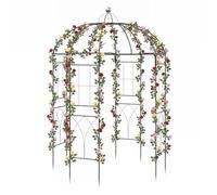 COSTWAY Arche de Jardin en Forme de Cage à Oiseaux avec Treillis Métallique | Pergola Extérieure Décorative avec Crochet de Suspension pour Plantes Grimpantes, Fête et Mariage