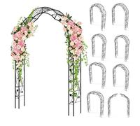 COSTWAY Arche de Jardin pour Plantes Grimpantes H 250cm-2 Demi-arcs-8 Modes de Combinaison-Décorations Treillis de Feuilles en