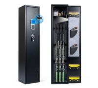 COSTWAY Armoire à Armes pour 10 Fusils, Coffre-Fort 3 Façons Verrouillage | Structure en Acier Laminé Serrure & Clés, Support Réglable et Amovibles, pour Armes Longues Pistolets, 30 x 28 x 138 cm