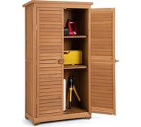 COSTWAY Armoire de jardin en bois, abri de jardin résistant aux intempéries, armoire à outils de jardin, abri en bois avec 3 étagères amovibles, abri de jardin armoire à outils 82 x 42 x 160cm