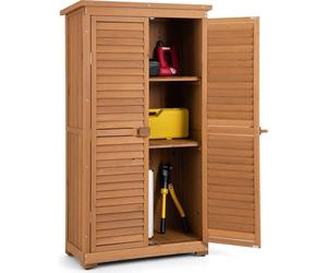 COSTWAY Armoire de jardin en bois, abri de jardin résistant aux intempéries, armoire à outils de jardin, abri en bois avec 3 étagères amovibles, abri de jardin armoire à outils 82 x 42 x 160cm