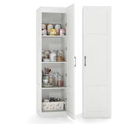 COSTWAY Armoire de Rangement 150 CM, Colonne Salle de Bain 1 Porte, 4 Étagères, Meuble Colonne Rangement pour Chambre, Buanderie, Placard pour Vetement (Blanc)