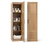 COSTWAY Armoire de Rangement 150 CM, Colonne Salle de Bain 1 Porte, 4 Étagères, Meuble Colonne Rangement pour Chambre, Buanderie, Placard pour Vetement (Naturel)