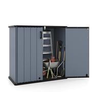 COSTWAY Armoire de Rangement Extérieur en HDPE Imperméable (Gris) | Organisateur d’Outils avec Plancher, Porte Verrouillable et Toit Rainuré pour Jardin Patio Cour, 120 x 65 x 117 cm