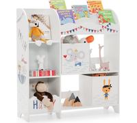 COSTWAY Armoire indépendante pour chambre d'enfant, étagère de chambre d'enfant à 3 étages, organisateur de jouets pour jeunes enfants avec 5 compartiments & 2 boîtes de rangement & 3 étagères (animal