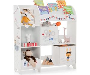 COSTWAY Armoire indépendante pour chambre d'enfant, étagère de chambre d'enfant à 3 étages, organisateur de jouets pour jeunes enfants avec 5 compartiments & 2 boîtes de rangement & 3 étagères (animal