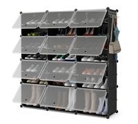 COSTWAY Armoire Meuble à Chaussures Extensible à 8 Niveaux pour 48 Paires, Panneau Amovible pour Talons et Bottes, 124 x 32 x 125cm
