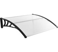 COSTWAY Auvent pour porte d'entrée 122x99cm, Auvent en alu & polycarbonate, Auvent transparent en arc de cercle, Auvent de porte pour entrée